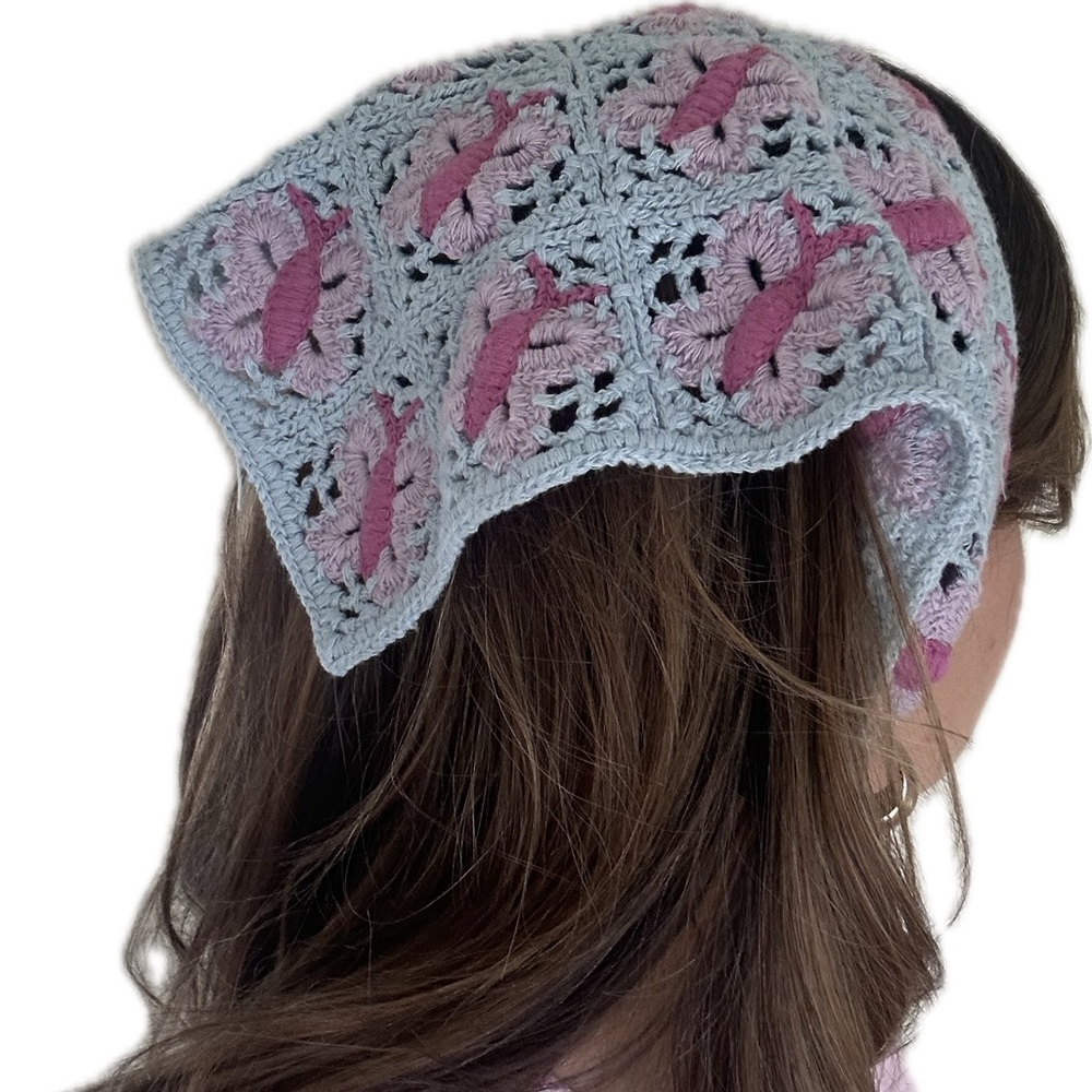 Crochet butterfly bandana whimsical
